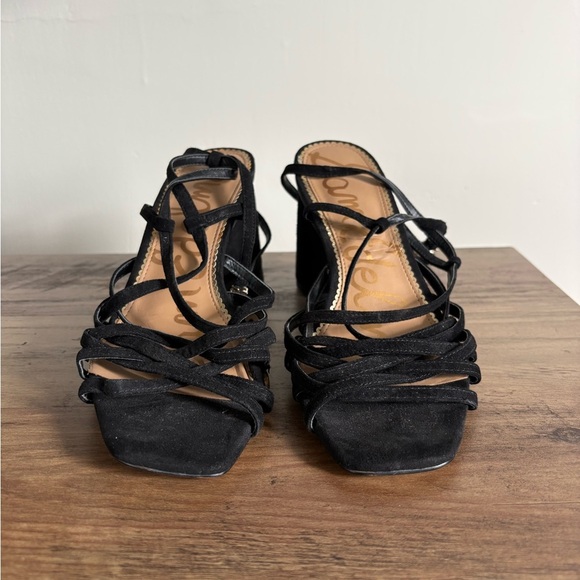 Sam Edelman Daffodil Black Suede Block Heels - Size 8.5 - Picture 7 of 8